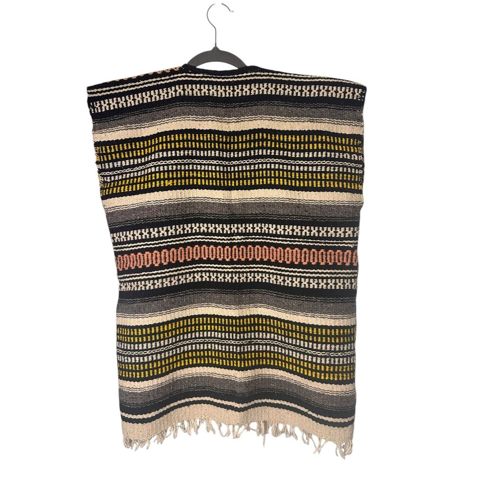 Vintage 70s Mexican Handwoven Boho Vest Poncho S/M Festival Western ArtisanMade - Picture 3 of 5